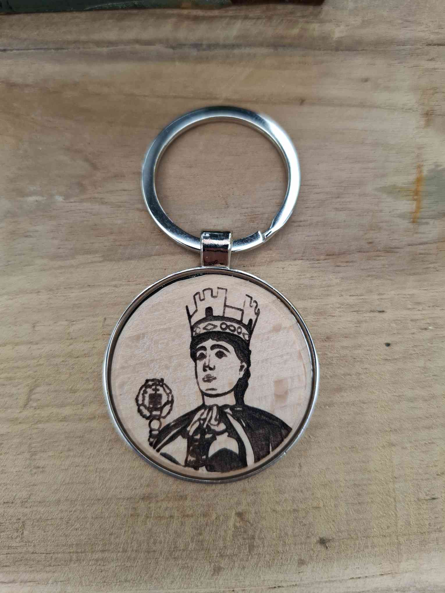 Porte-clés en bois gravé - Géants de la Ducasse d'Ath