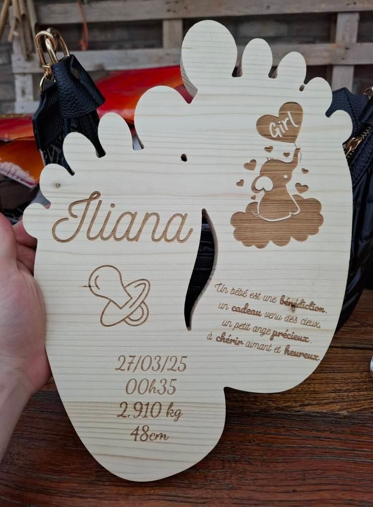 Planche de naissance personnalisée – Grav’o Déco