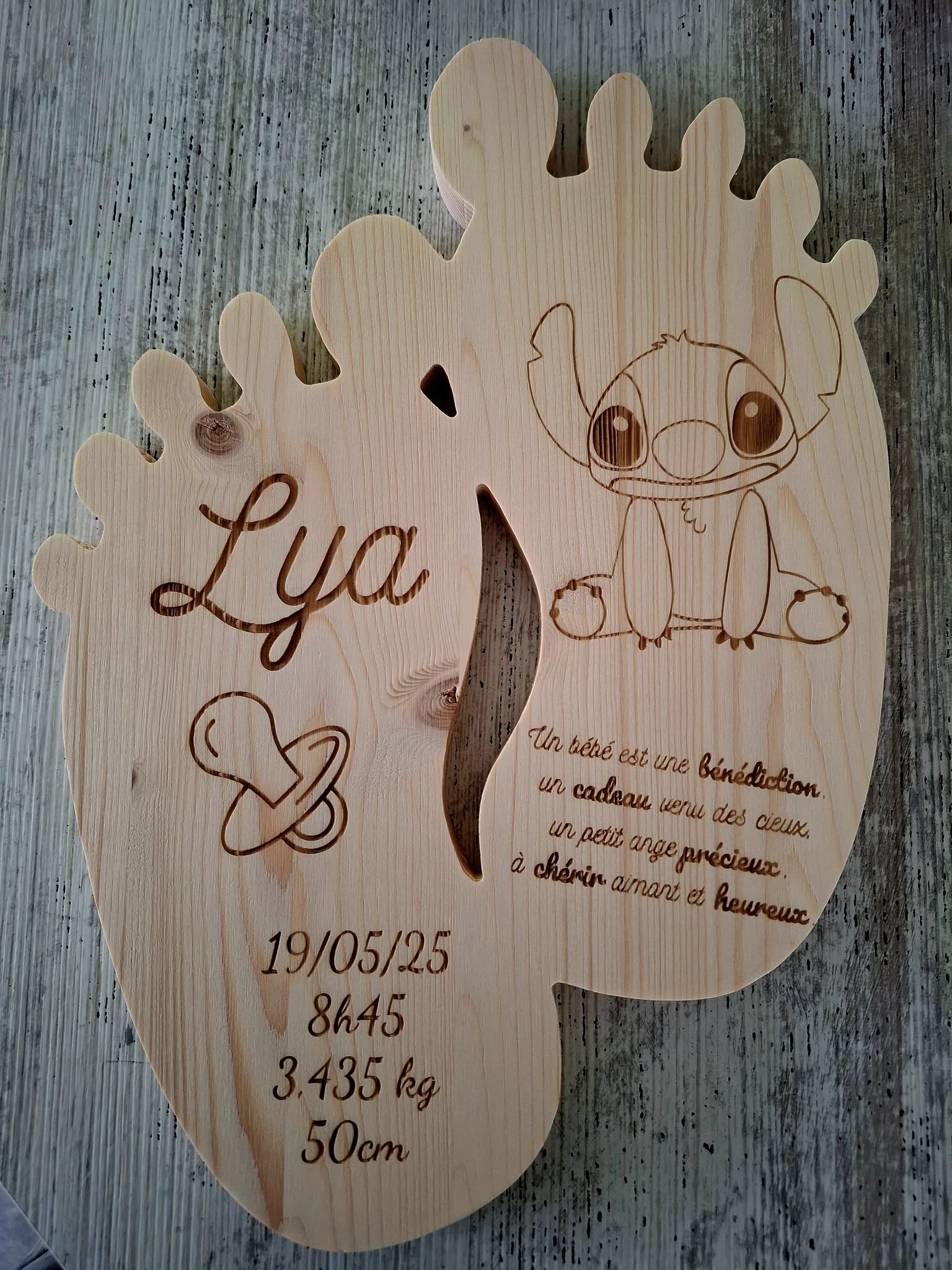 Planche de naissance personnalisée – Grav’o Déco