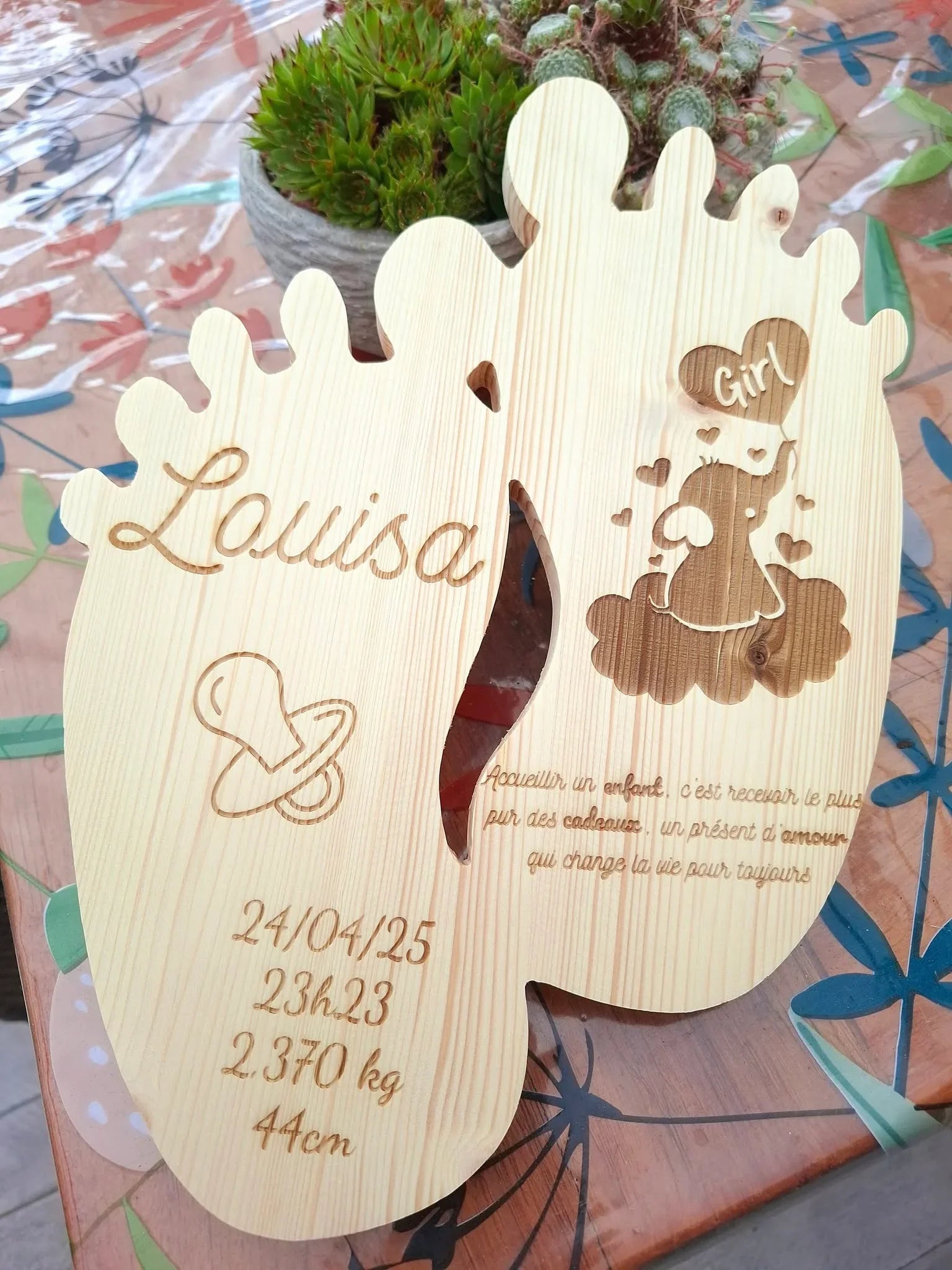 Planche de naissance personnalisée – Grav’o Déco