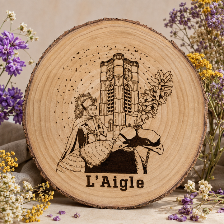 Rondins de Bois Gravés – Aigle à Deux Têtes