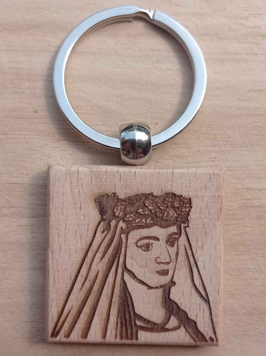 Porte-clés en bois gravé - Géants de la Ducasse d'Ath