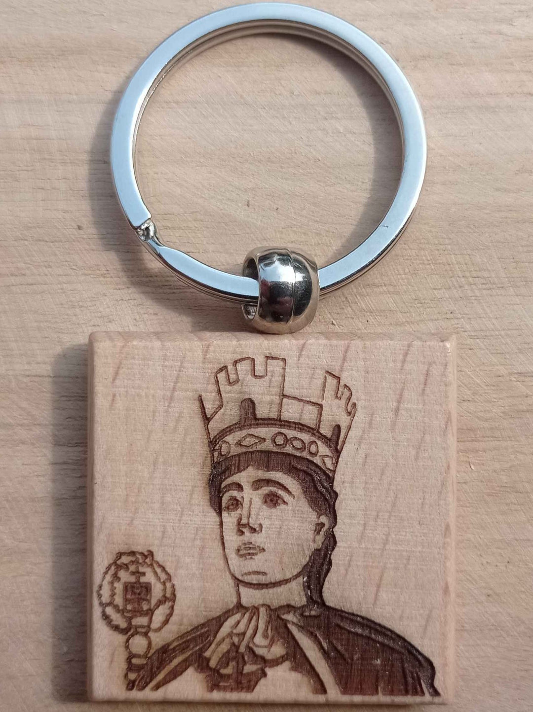Porte-clés en bois gravé - Géants de la Ducasse d'Ath